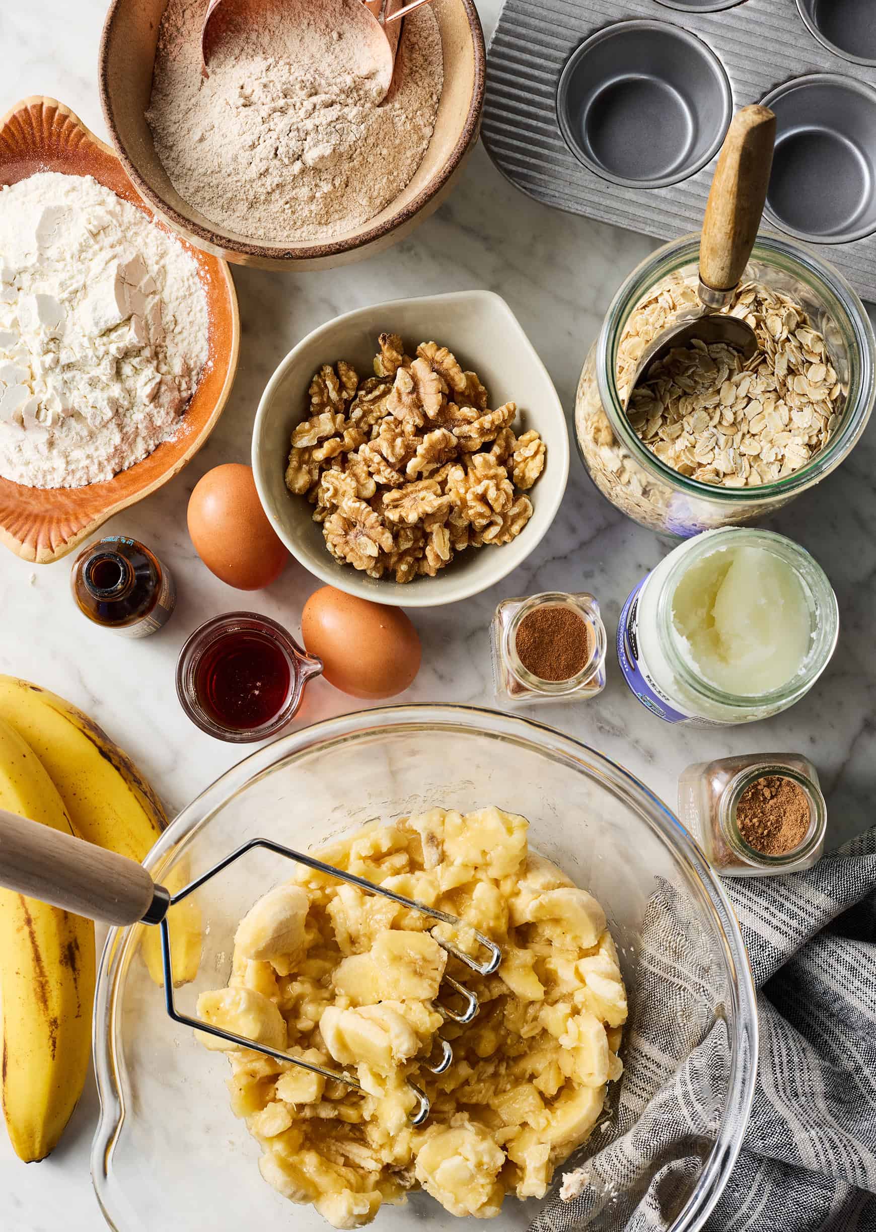 Healthy banana muffins recipe ingredients