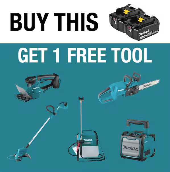 Complimentary Tools Offered with Makita Battery Acquisitions at Home Depot