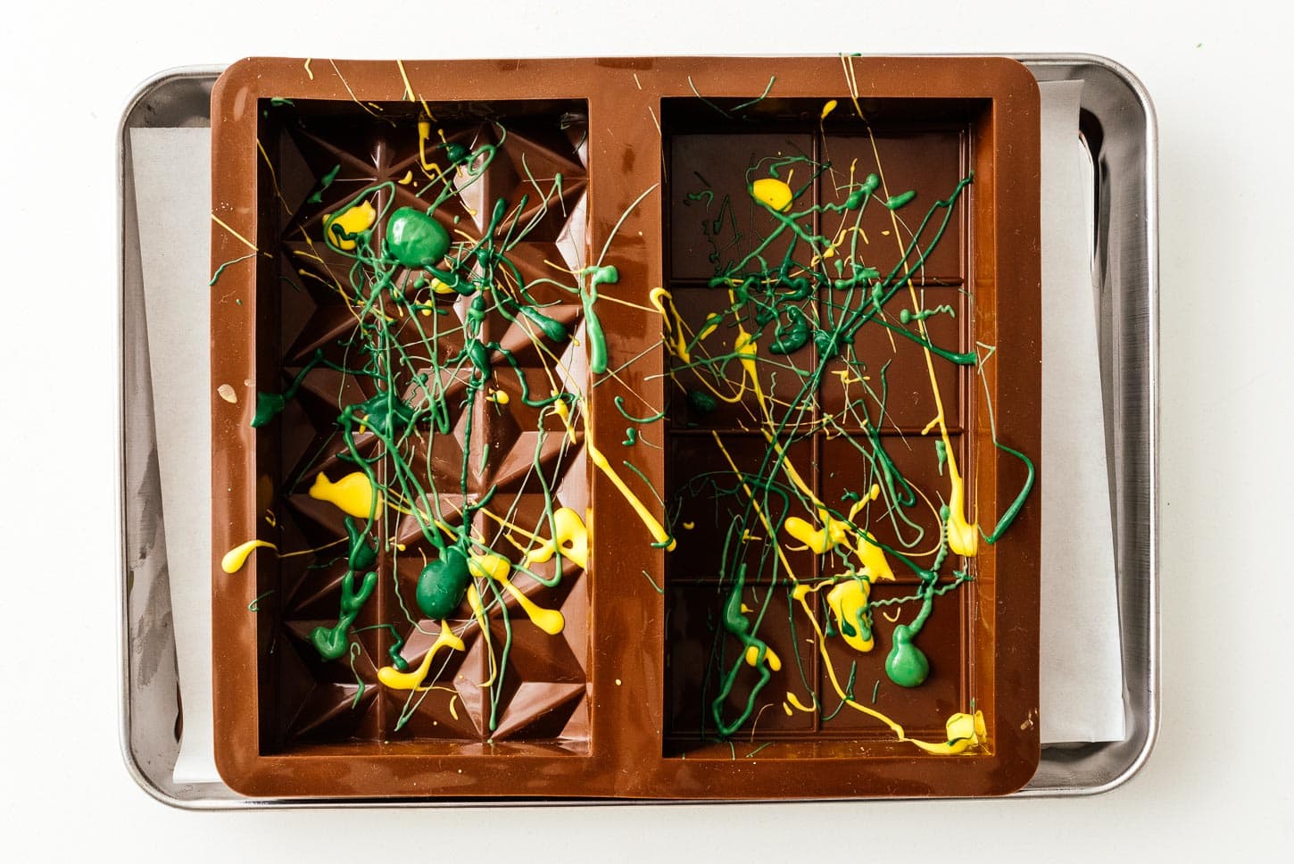 white chocolate pattern in a chocolate mold | www.iamafoodblog.com