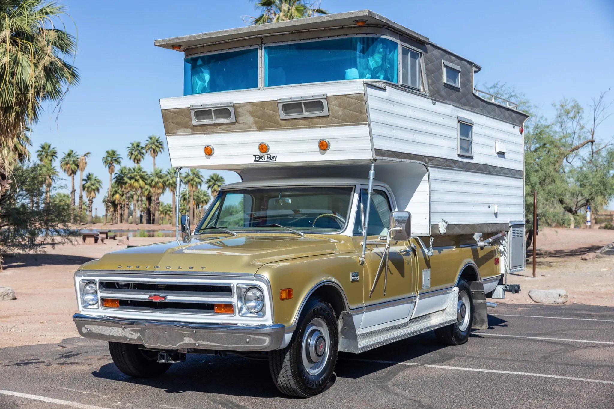 1968 Chevy Truck Outfit with a Three-Story Slide-In Camper for Unforgettable Journeys