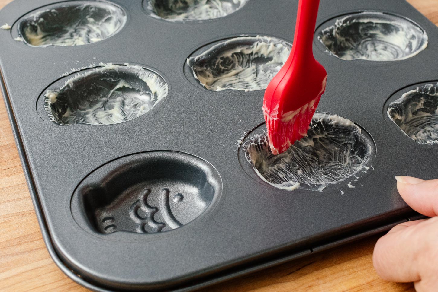 Buttering Taiyaki Pan | www.iamafoodblog.com
