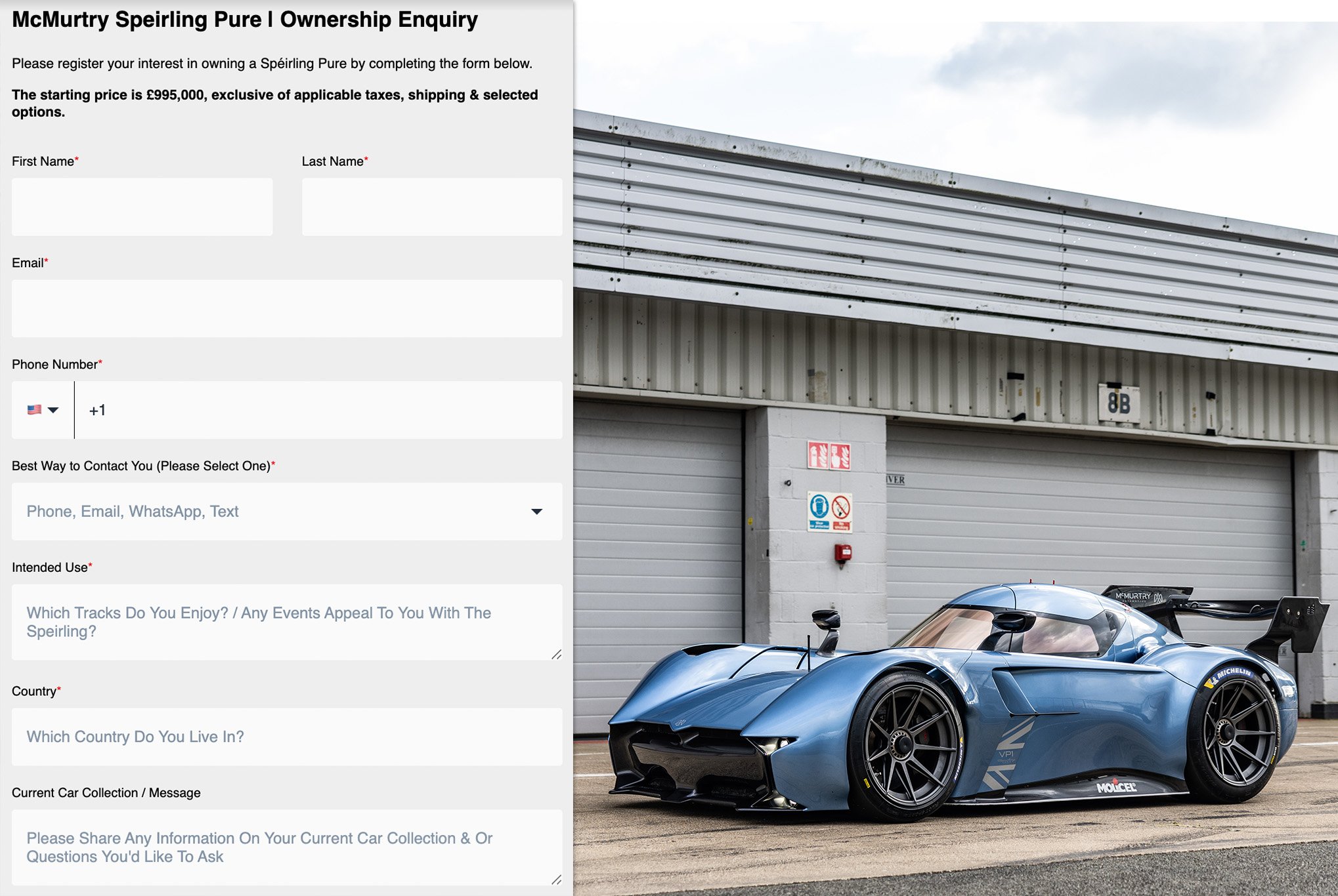 The application process for the McMurtry Speirling owner is simple and easy to navigate.