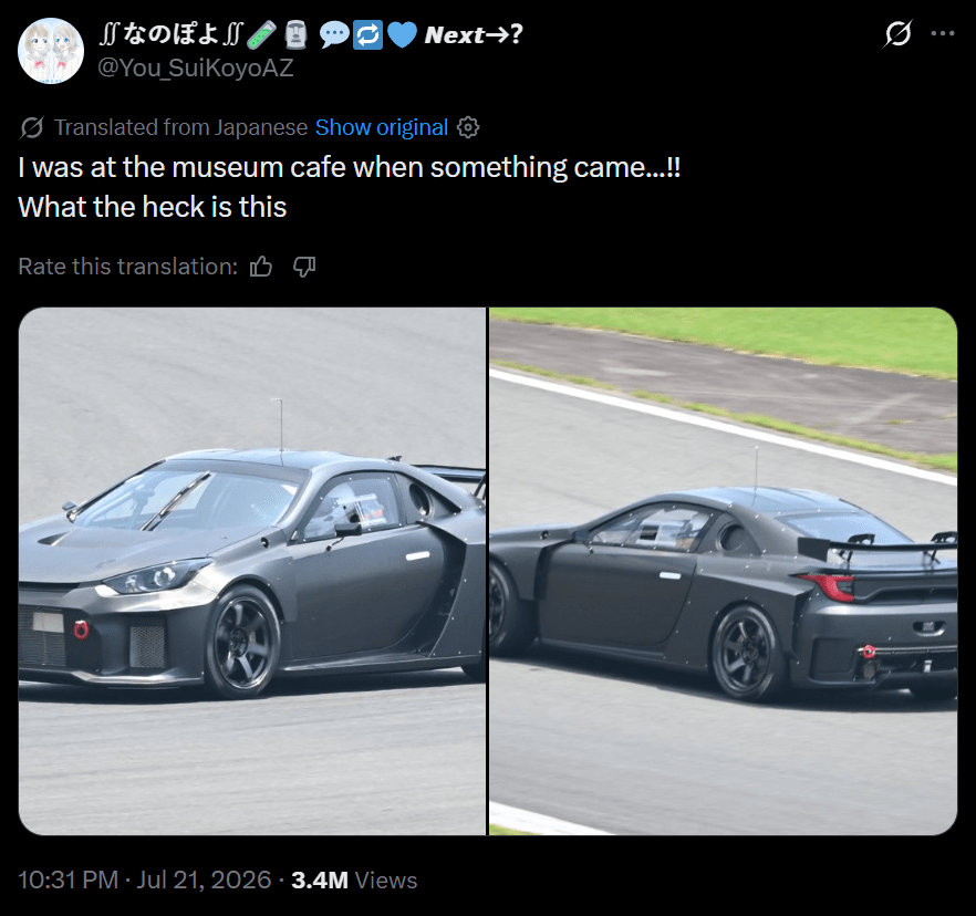 Toyota's Mid-Engine Sports Vehicle with Yaris-Influenced Lights Observed at Fuji