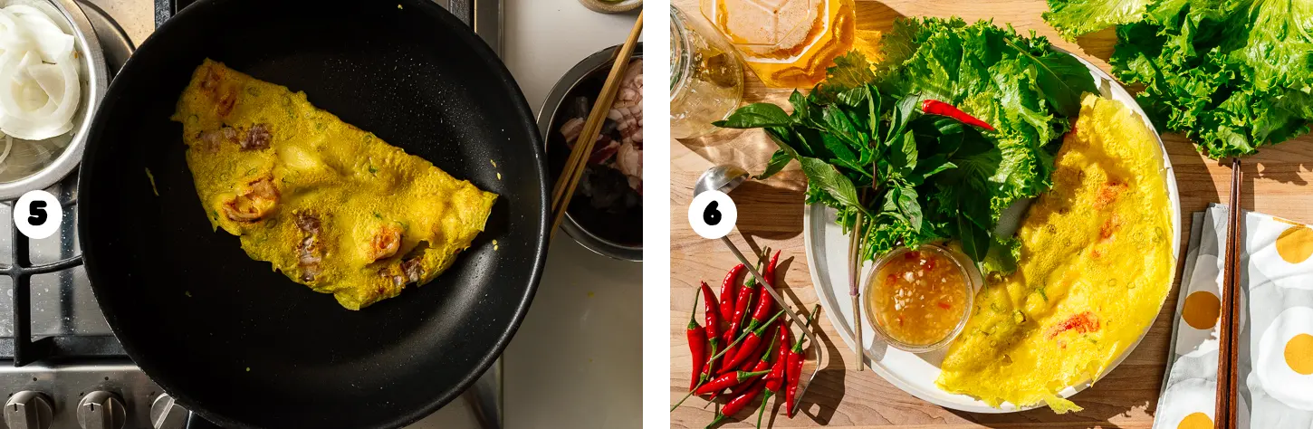 banh xeo steps 5 and 6 | www.iamafoodblog.com