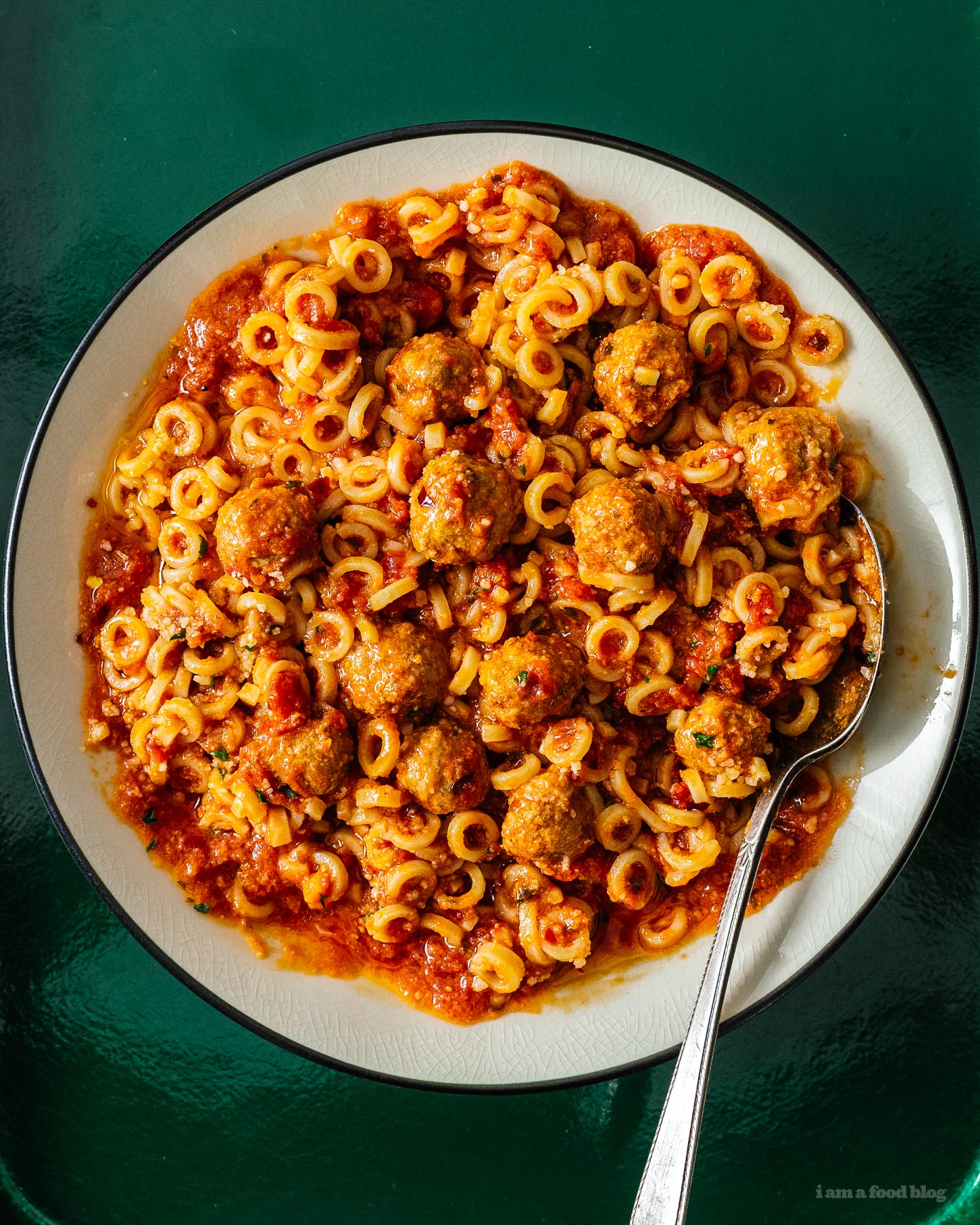 Homemade SpaghettiOs with Mini Meatballs Recipe | www.iamafoodblog.com