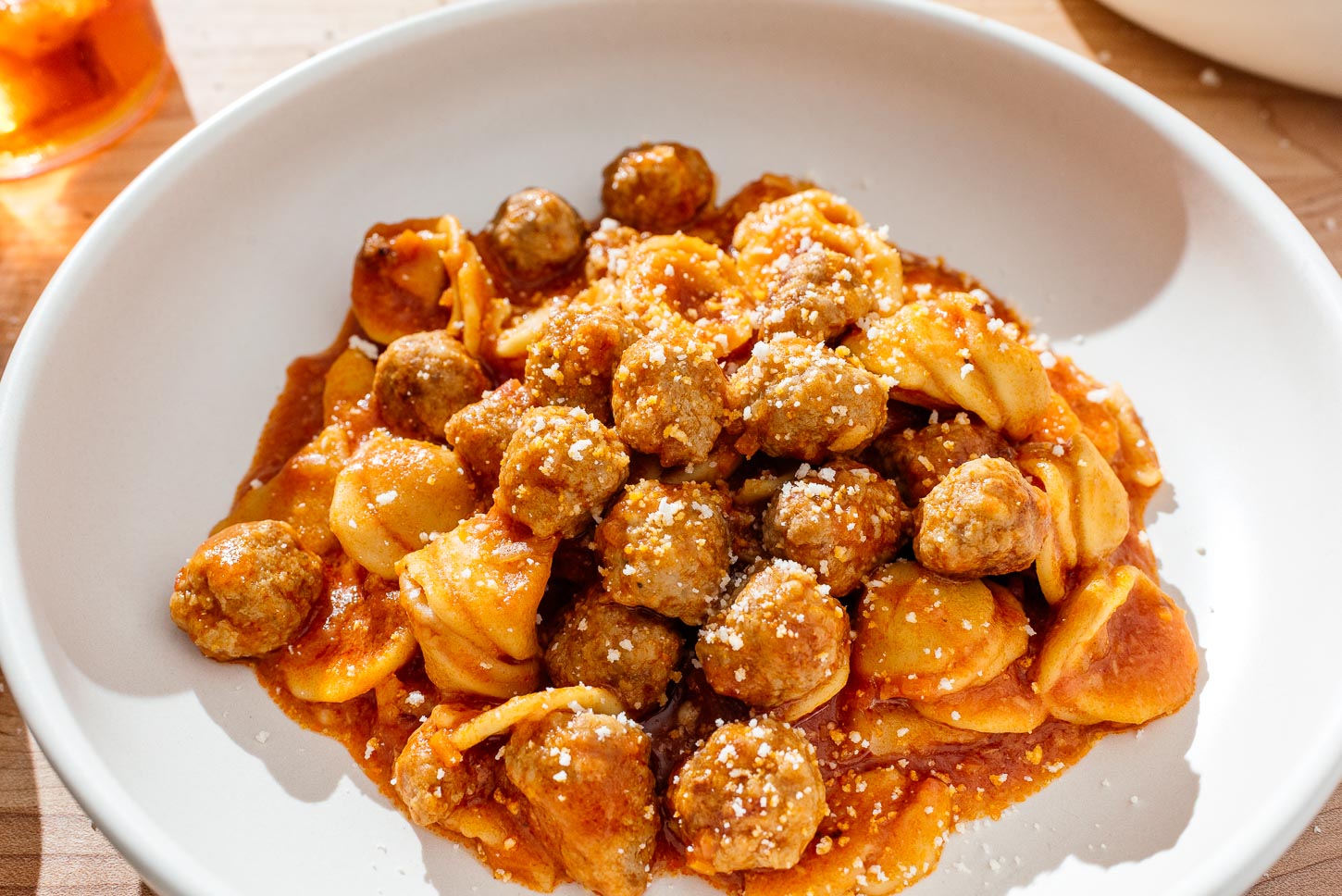 Mini meatball pasta