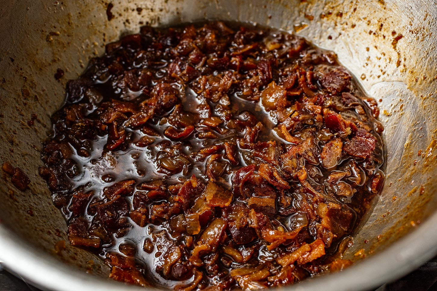 bacon jam, simmered