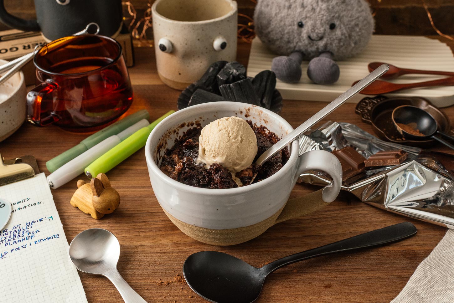 mug cake with coffee ice cream