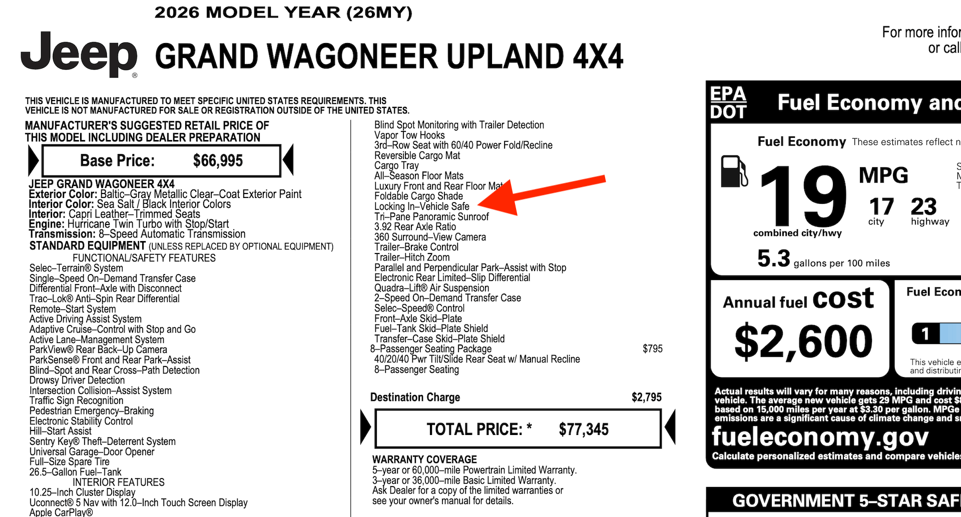 Jeep Will Sell You a Grand Wagoneer With a Lockable Safe. Itâs Basically a Gun Safe