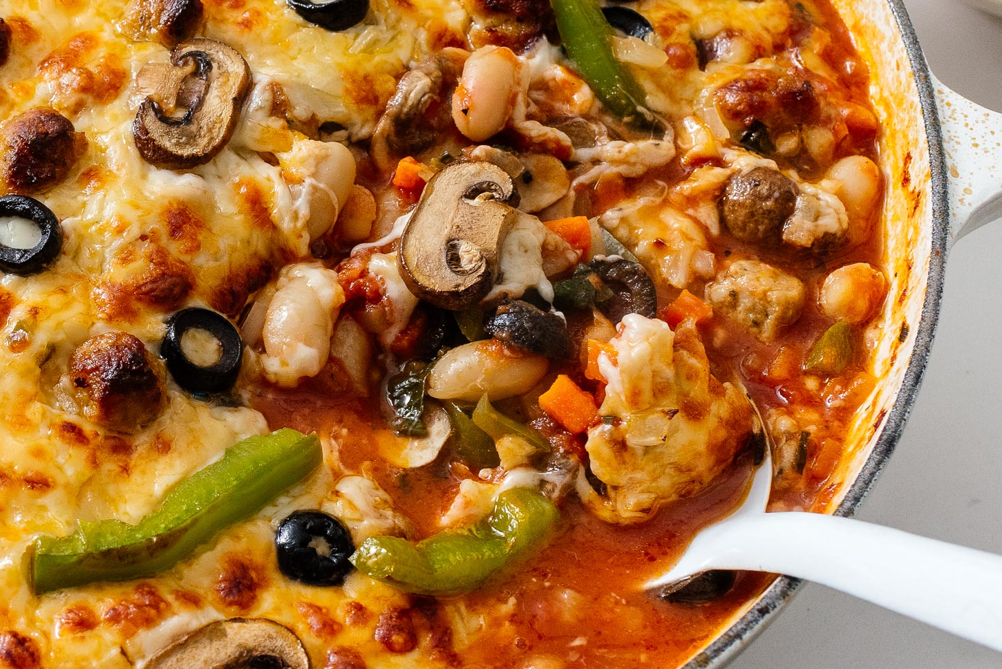 pizza beans closeup